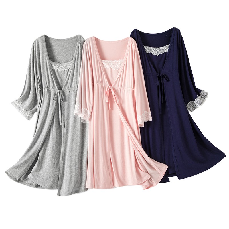 Satin Robe Factory - Women Ruffle Trim