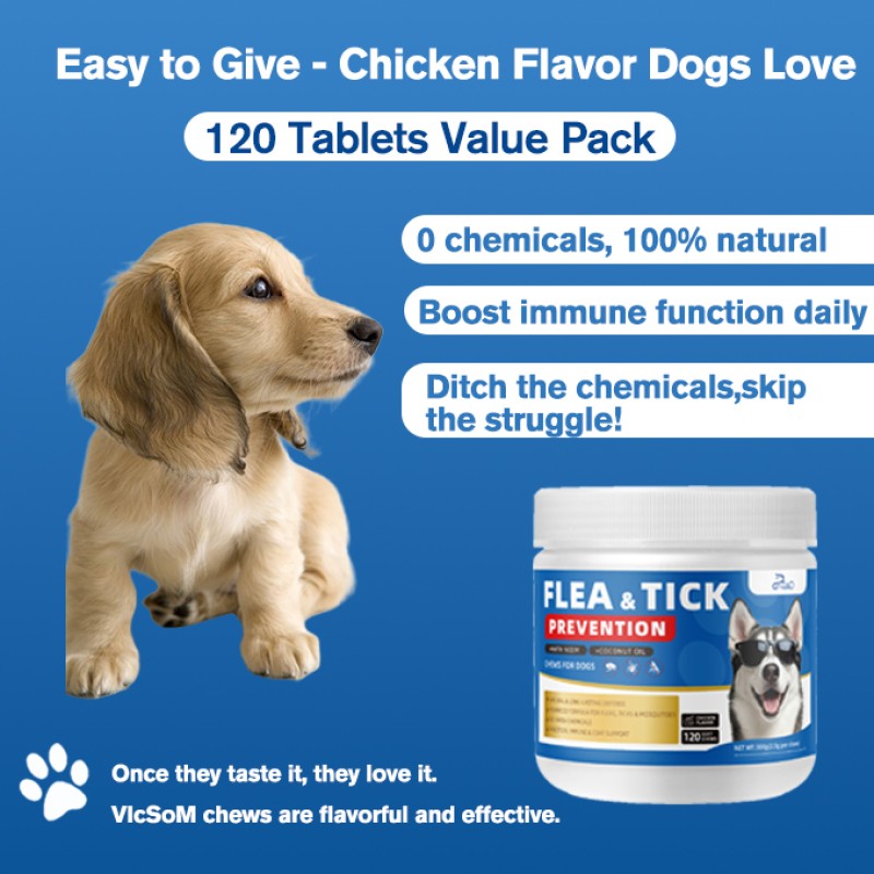 Hot Sale Natural Flea Tick Prevention Chews for Dogs with Neem Coconut Oil Daily Protection