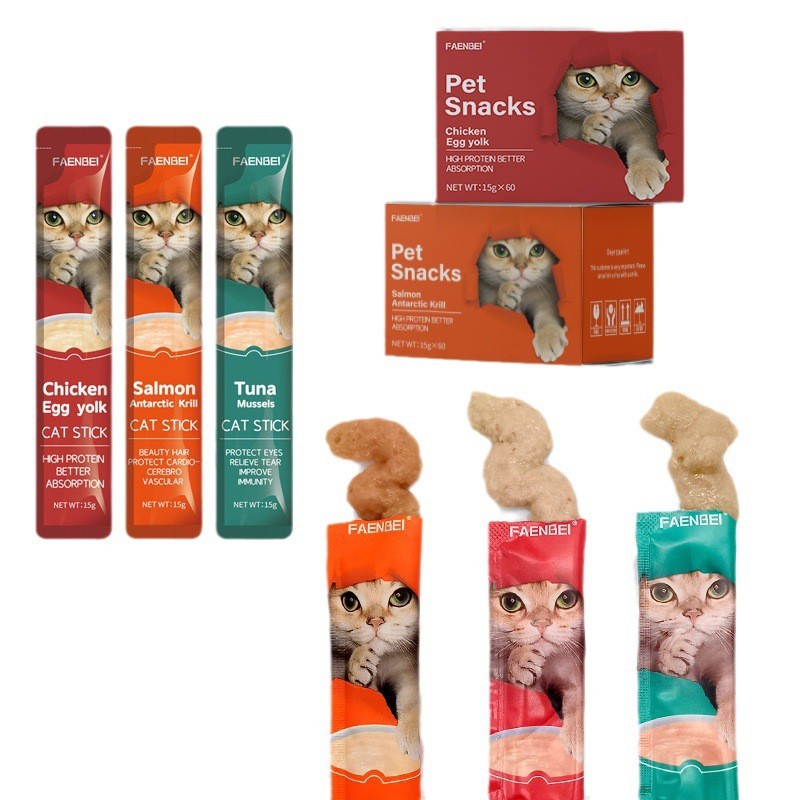 Factory Wholesale OEM Creamy Cat Snacks 15g Wet Pet Food Cat Strips High-quality Cat Treats