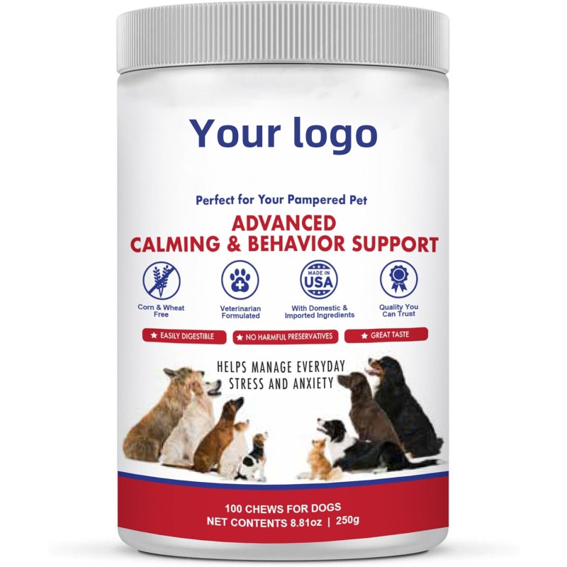 Pet Health Care Nutrition Supplements Anxiety Relief Soft Chews Dog Supplement Calming with Custom Flavor