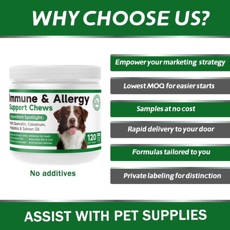 Custom Dog Immunization and Allergy Support Chewing Tablets Reduce Itching and Licking Balance Intestinal Health