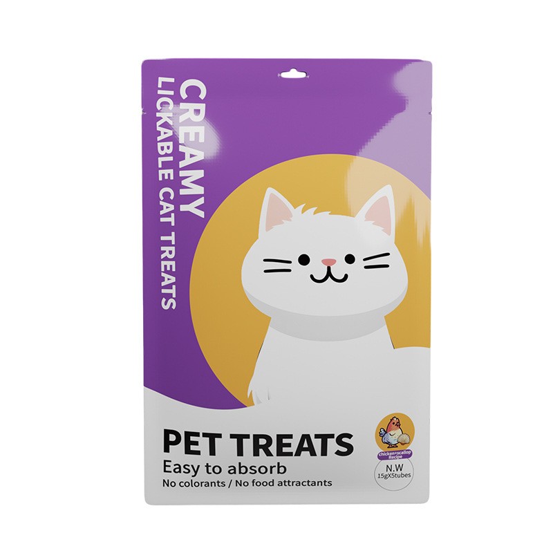 Pet Yuan Factory Supplier Cat Treats 15g Pet Snack Wet Food Package Cat Treats Snack Bag in Whole Pack for Cats