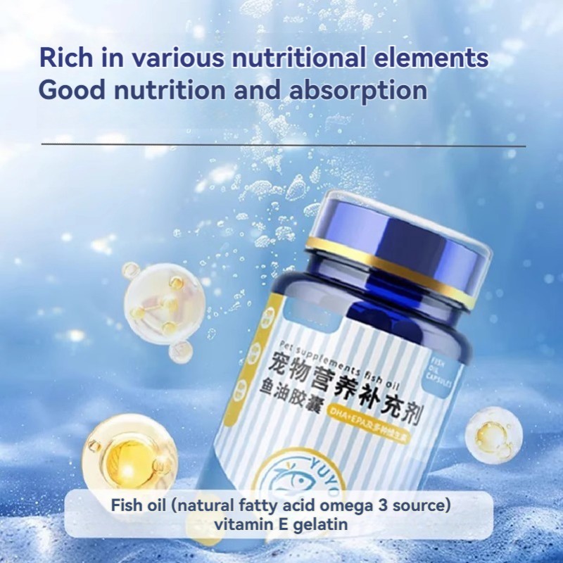 Highly Absorbable Pet Fish Oil Supplement for Dogs and Cats Promotes Beautiful Fur Skin Care and Reduces Hair Loss