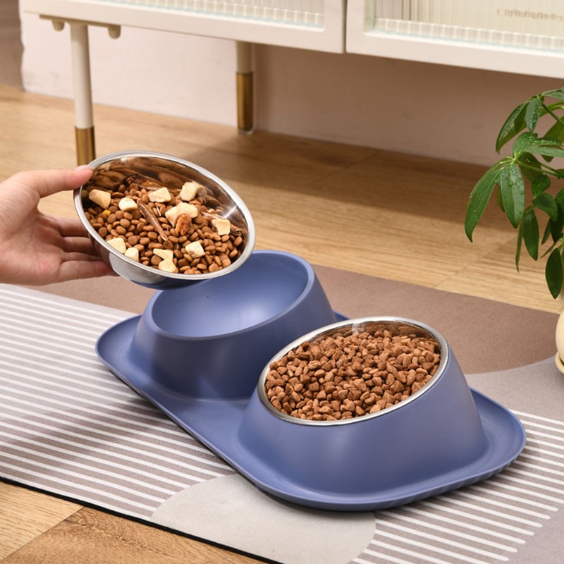 Wholesale Stainless Steel Pet Bowl Two-in-one Bowl for Feeding Water and Food with Neck protection Removable and Easy to Clean