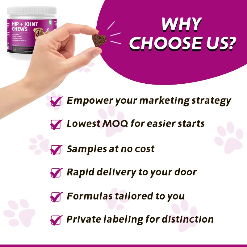 Pet Yuan OEM Hip and Joint Supplement Dog Multivitamin Chew Treats Hip and Joint Supplements Chewable Glucosamine for Dogs
