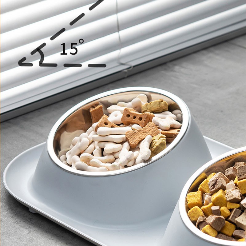 Wholesale Stainless Steel Pet Bowl Two-in-one Bowl for Feeding Water and Food with Neck protection Removable and Easy to Clean