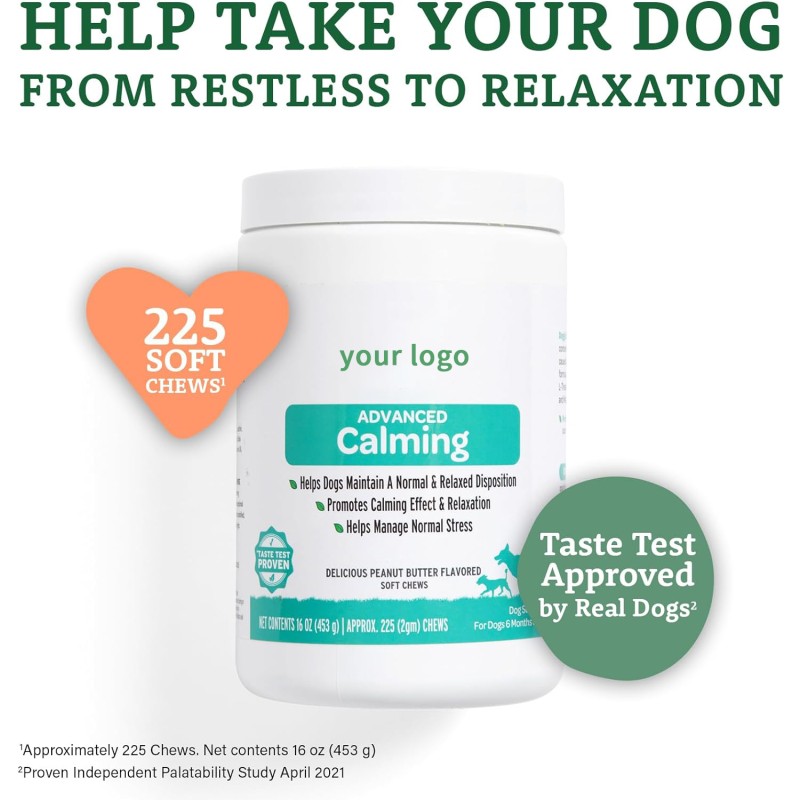 Natural Ingredient Pet Health Calming Soft Chew Tablets Help Dogs Relieve Separation Anxiety Cope with Environmental Changes
