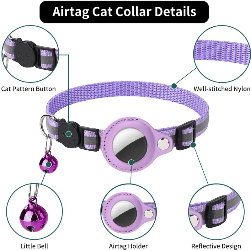 High Quality Protective Case for Airtag Tracker Anti-Loss Pet Collar Spot Adjustable Training Collar for Small Cats