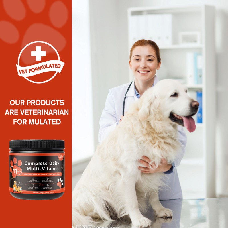 Professional Manufacturer 11 in 1 Complete Daily Multi Vitamin Chews for Pets Immunity Bones Skin Vitality Support