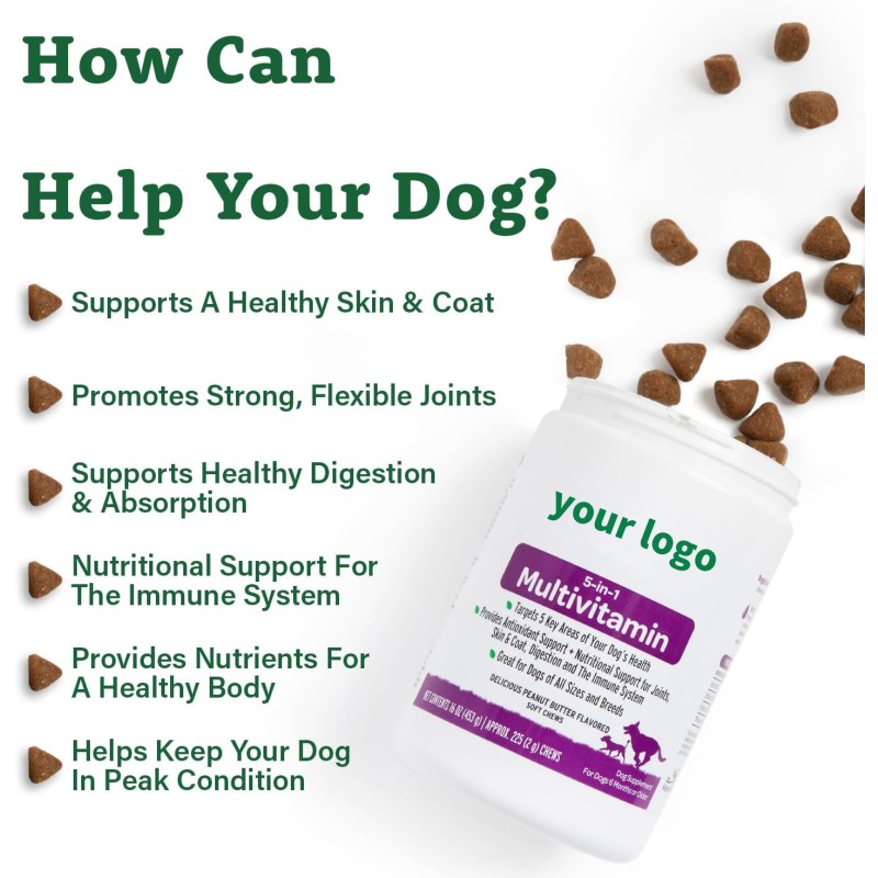 Pet Multivitamins Supplement Nutrition Freeze Dried Chews Supplement for Dog Support Overall Health With Minerals