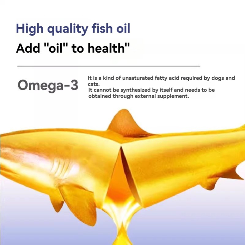 Highly Absorbable Pet Fish Oil Supplement for Dogs and Cats Promotes Beautiful Fur Skin Care and Reduces Hair Loss