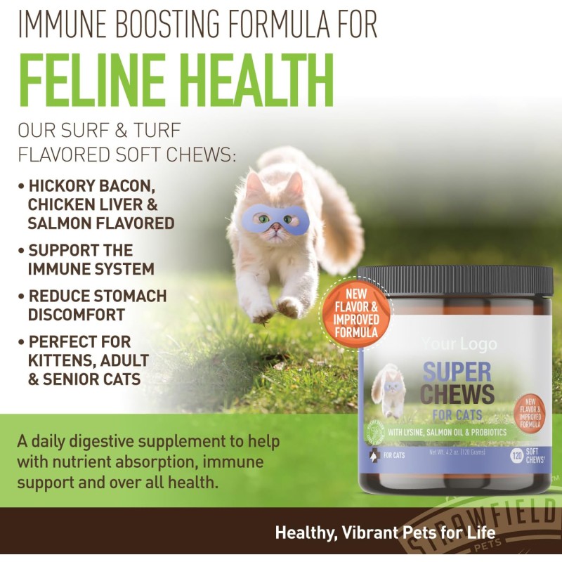 OEM Pet Multi-Vitamin Nutritional Supplement Chewable for Cats Enhances Immune System and Improves Digestion for All Ages Cats