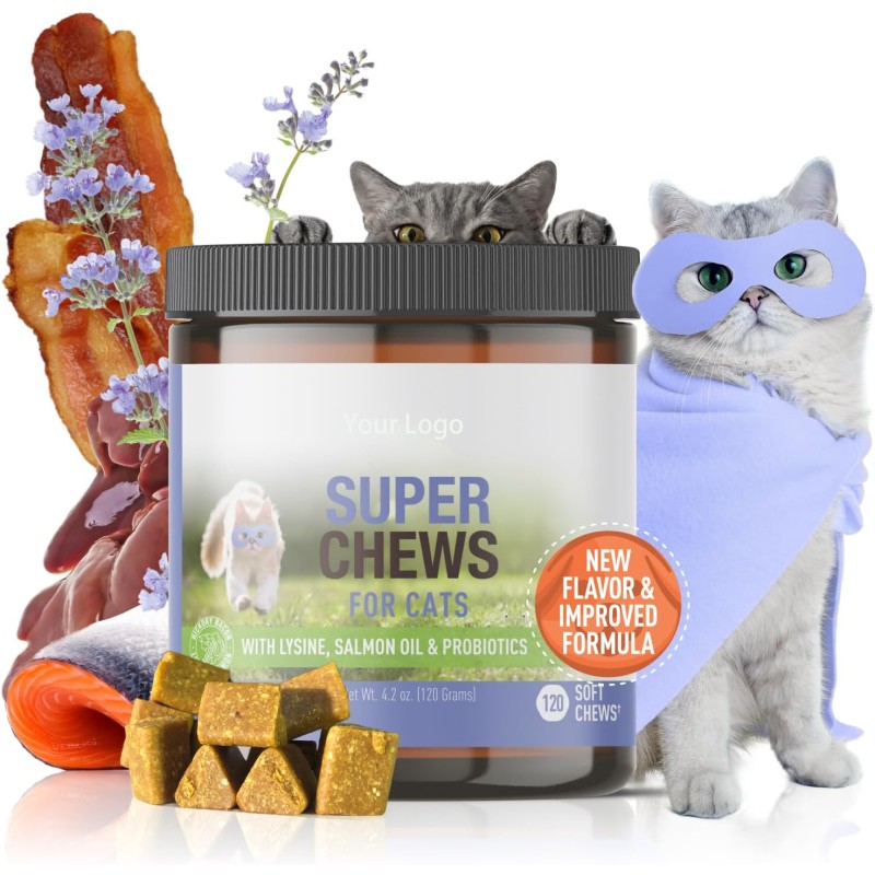 OEM Pet Multi-Vitamin Nutritional Supplement Chewable for Cats Enhances Immune System and Improves Digestion for All Ages Cats