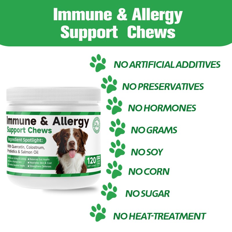 Pet Health OEM Custom Fast Acting Pet Immune and Allergy Support Chewable Tablets Reduces Itching Licking Calms Skin