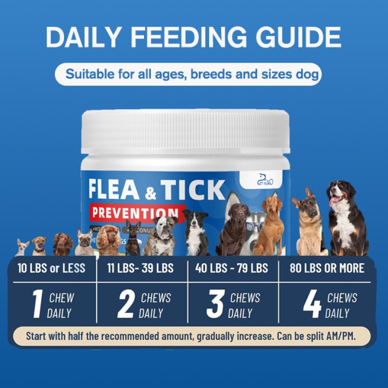 Hot Sale Natural Flea Tick Prevention Chews for Dogs with Neem Coconut Oil Daily Protection
