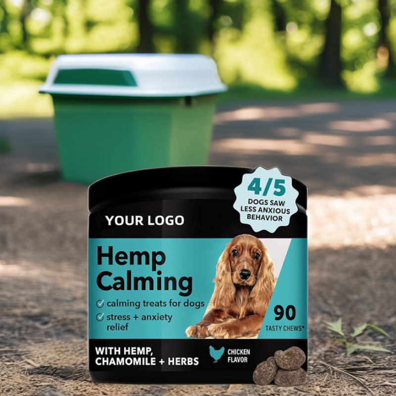 Factory Custom Private Label Hemp Chews for Dogs Calm Calming Treat Health Care Supplement Pet Hemp Calm Food