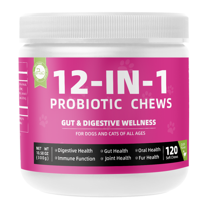Pet 12 in 1 Probiotic Vitamin Chewable Tablets Natural Formula Supports Overall Pet Health and Enhances Immunity