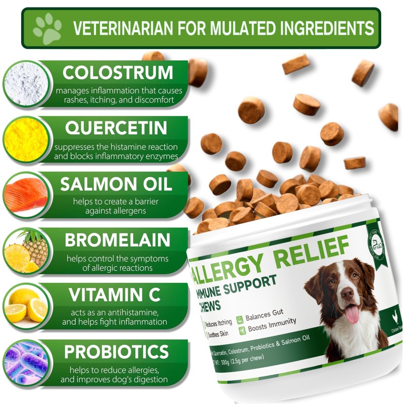 Accept Customization Effective Pet Anti-Allergy Itch Relief Chews Natural Ingredients Immune Support for Dogs