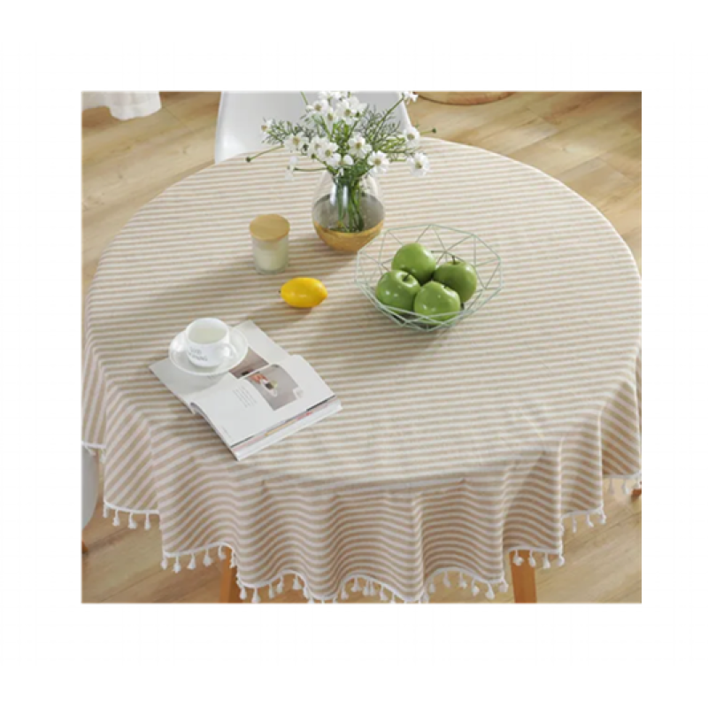 Rectangular Tablecloth Manufacturer - Solid Linen with Black Tassels