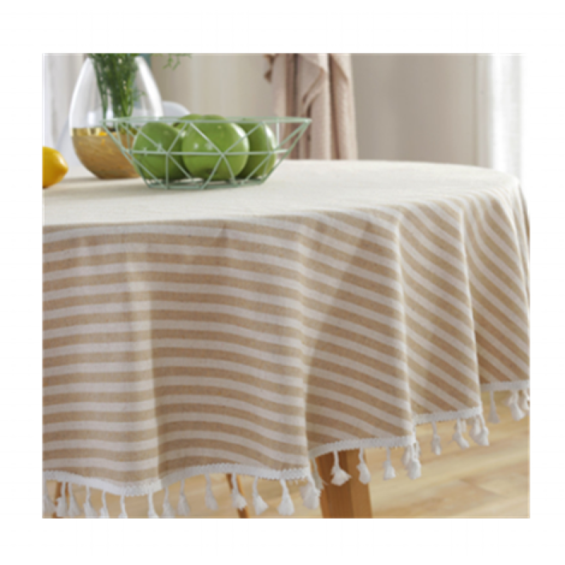 Rectangular Tablecloth Manufacturer - Solid Linen with Black Tassels