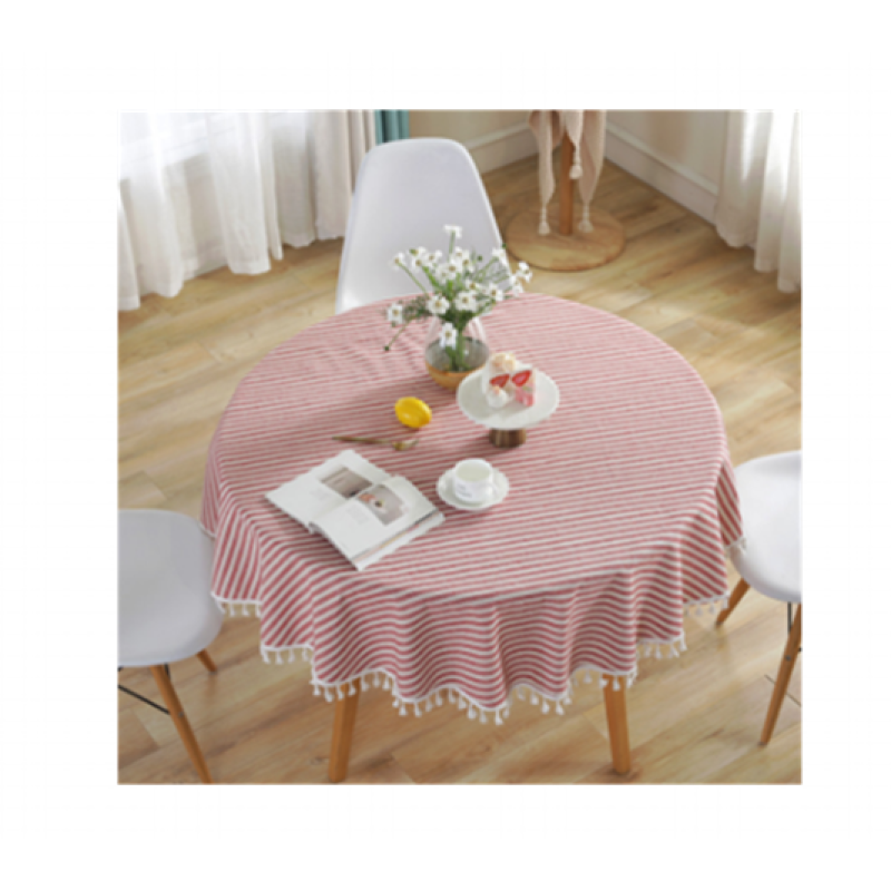 Rectangular Tablecloth Manufacturer - Solid Linen with Black Tassels