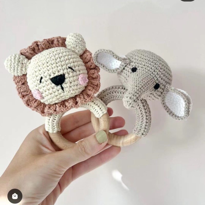 Teething Toys Manufacturer - Crochet Wooden Ring DIY Chew Rattle