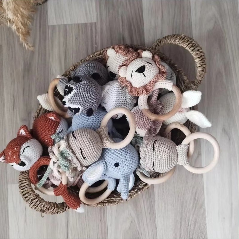 Teething Toys Manufacturer - Crochet Wooden Ring DIY Chew Rattle