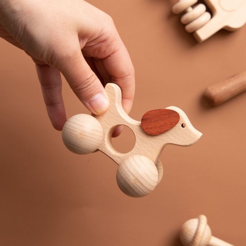 Wooden Rattle Supplier - New Design Beech Wood Molar Ring
