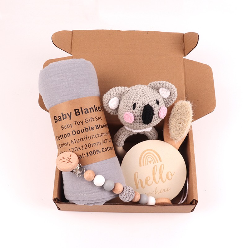 Handmade Gift Set Supplier - Crochet Wooden Teething Swaddle Box
