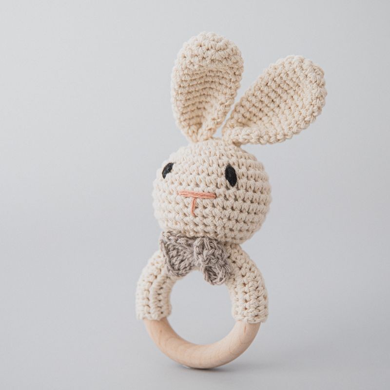 Educational Toy Manufacturer - Crochet Bunny Teether Bells Animal