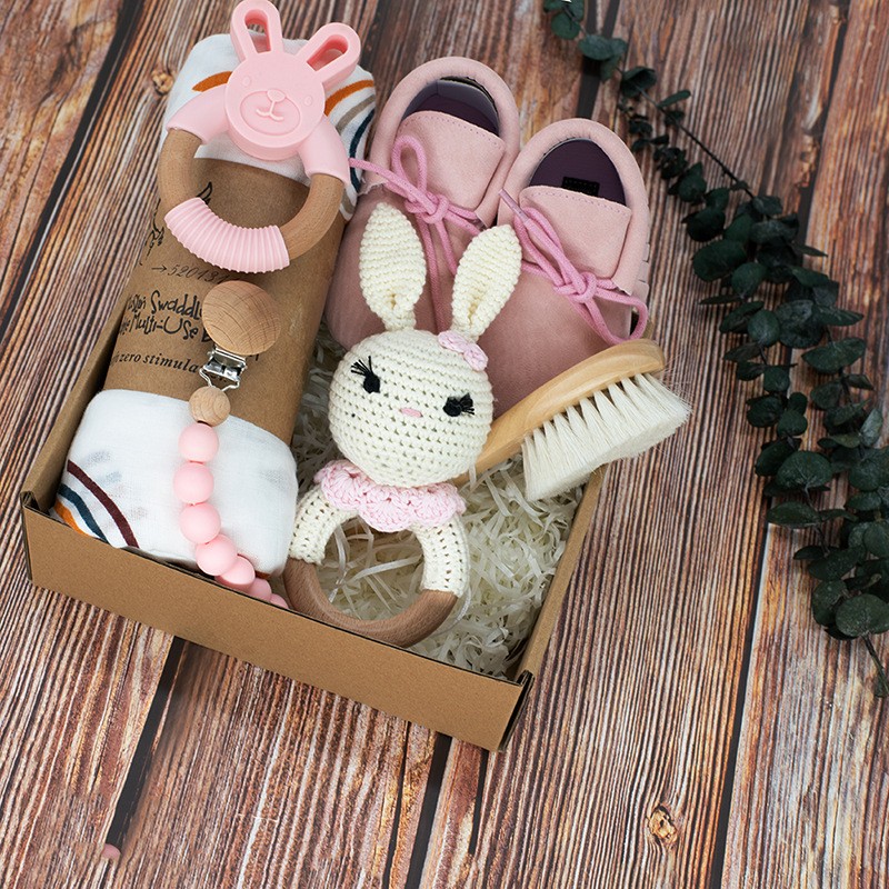 Newborn Gift Set Manufacturer - Crochet Bunny Rattle Swaddle Set
