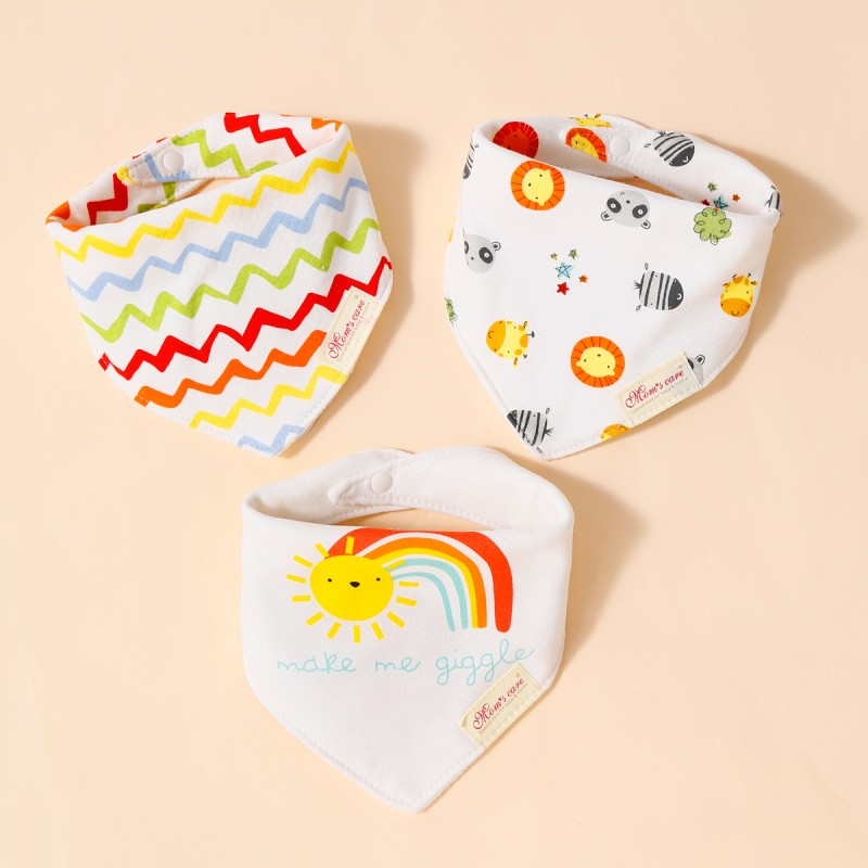 Triangle Bib Manufacturer - Cartoon Print Absorbent 3Pcs Set