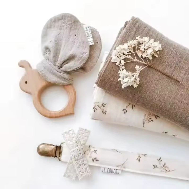 Teething Ring Supplier - Natural Beech Cotton Rabbit Ears