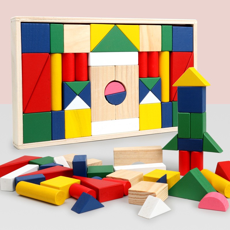 Geometry Blocks Supplier - Wooden Colorful Large Particle