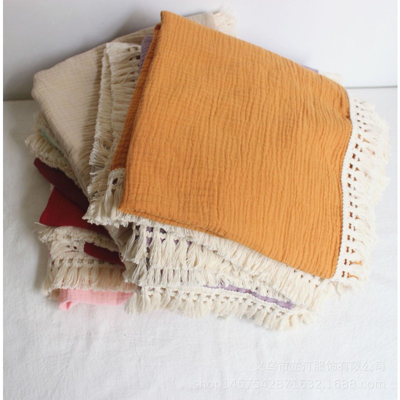 Receiving Blanket Supplier - Cotton Muslin Plain Color Tassels