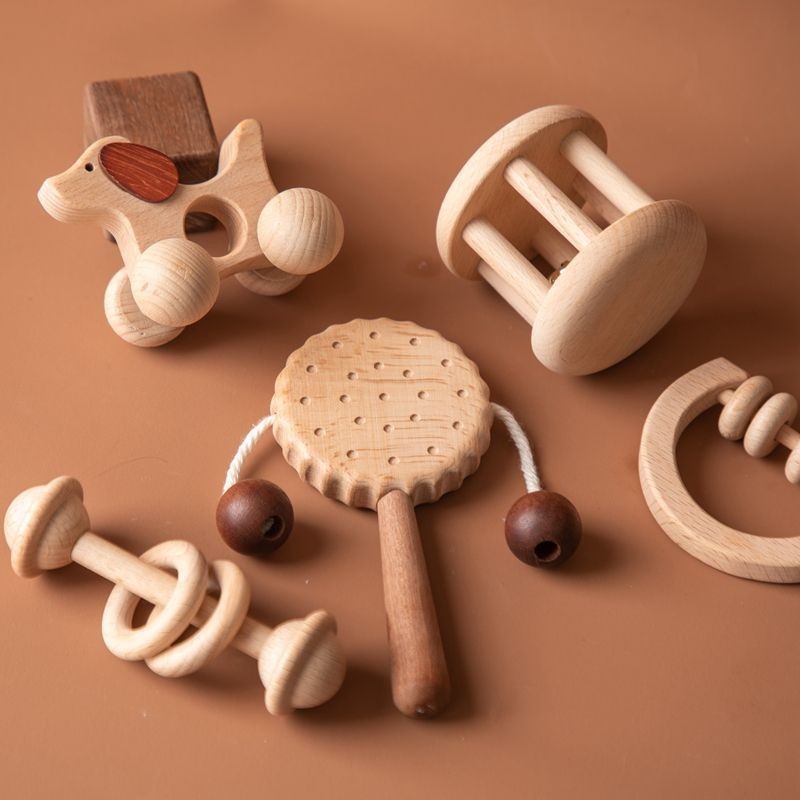 Wooden Rattle Supplier - New Design Beech Wood Molar Ring