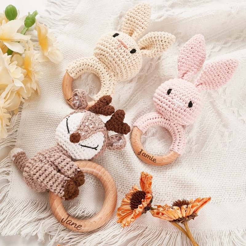 Baby Rattle Manufacturer - Custom Wooden Animal Crochet Newborn