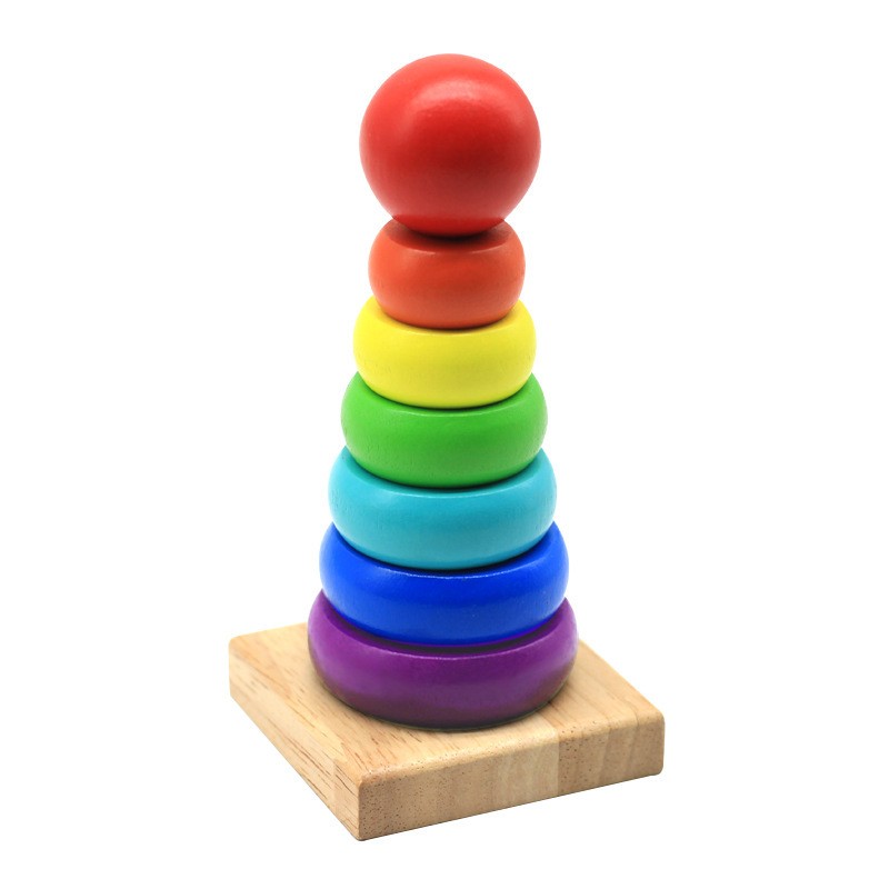 Stacking Toy Supplier - Wooden Rainbow Tower Game Blocks