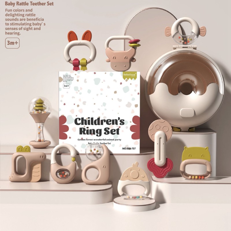 Baby Rattle Set Supplier - Teething Hand Bell Plastic Gift Set