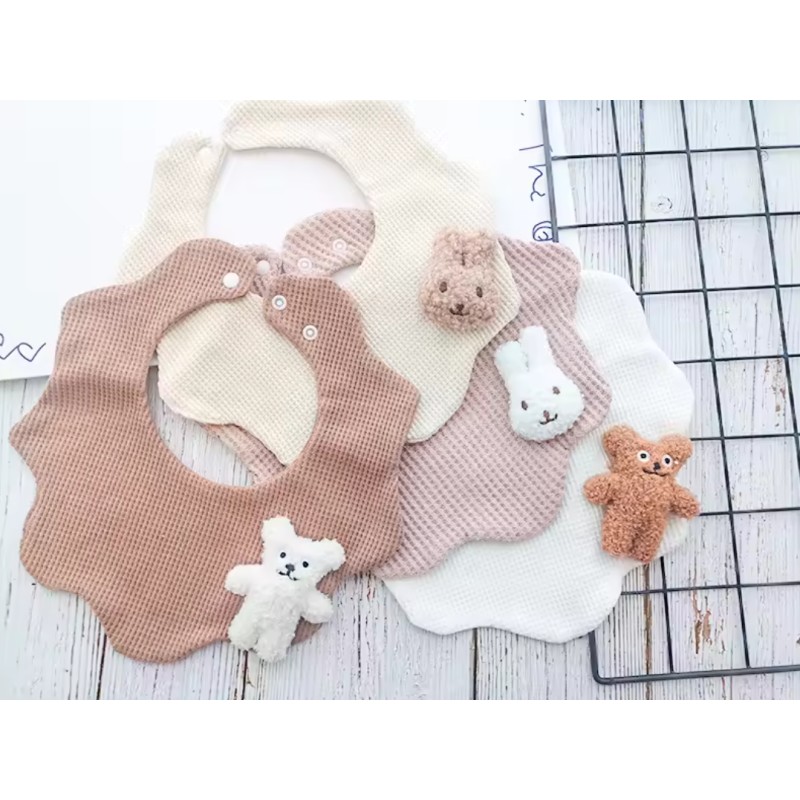 Waffle Bib Manufacturer - Cute 3D Plush Soft Snap Muslin