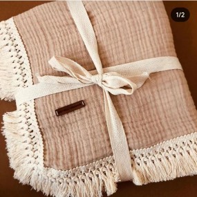 Receiving Blanket Supplier - Cotton Muslin Plain Color Tassels