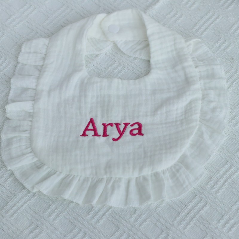 Muslin Bib Supplier - 100% Cotton Embroidered Name