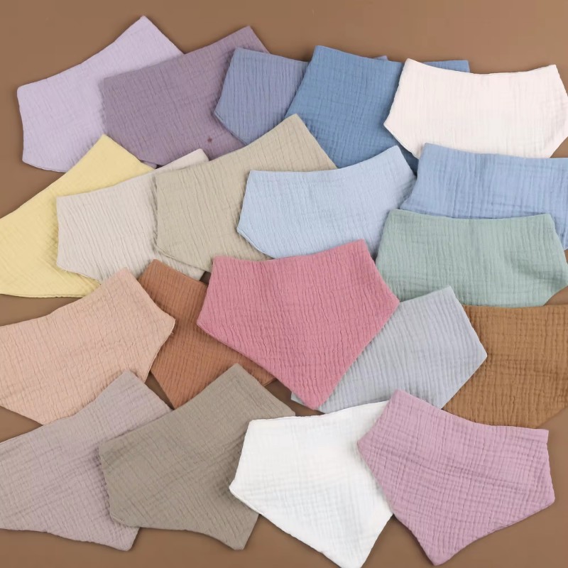 Reusable Bib Manufacturer - Soft Triangle Button Muslin Organic