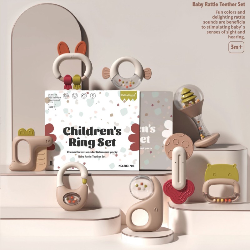 Baby Rattle Set Supplier - Teething Hand Bell Plastic Gift Set