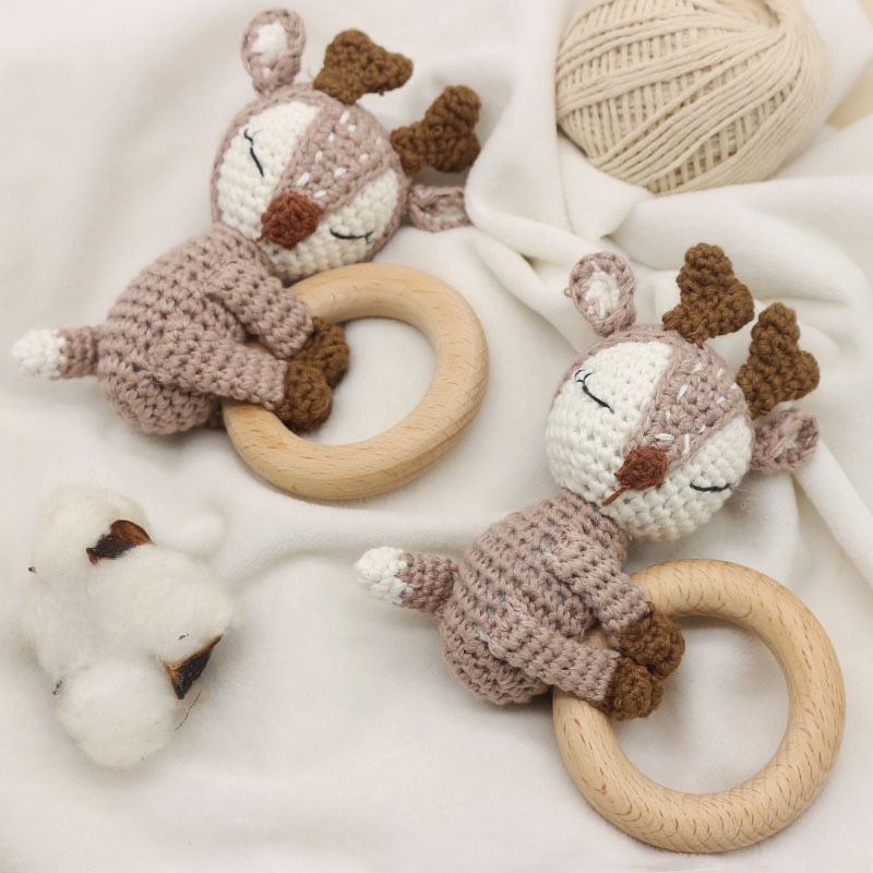 Wooden Rattle Manufacturer - Custom Fox Shape Cotton Crochet