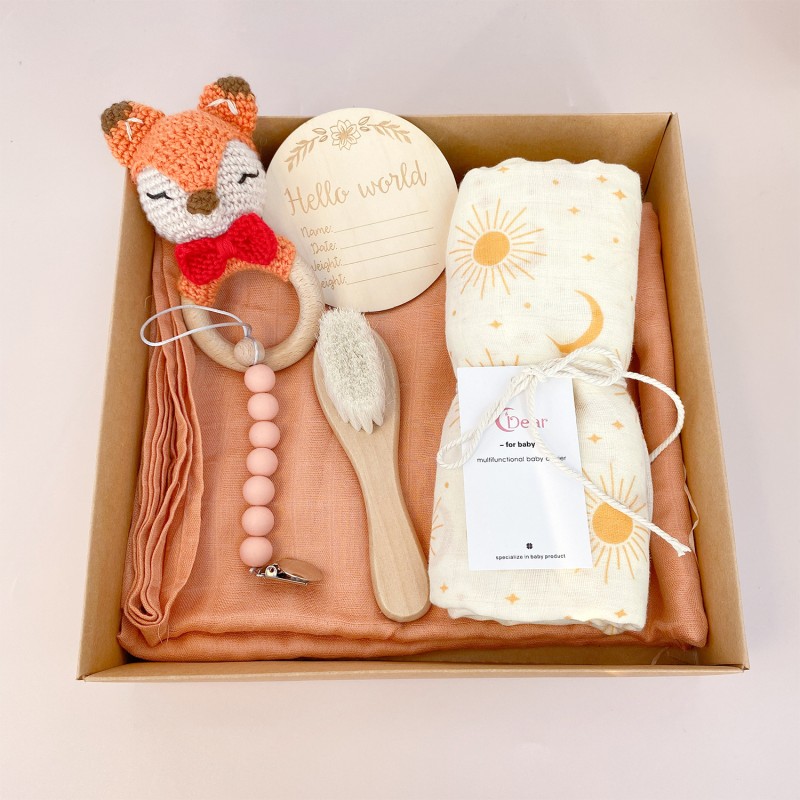 Plush Toy Set Manufacturer - Cartoon Bear with Bib Wooden Cards