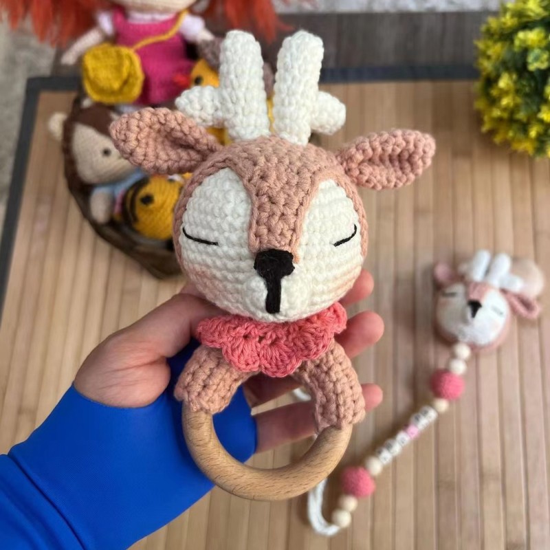 Teething Toys Manufacturer - Crochet Wooden Ring DIY Chew Rattle