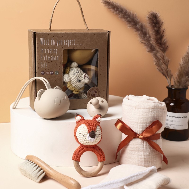 Organic Gift Box Factory - Muslin Cotton Blanket Teething Bib