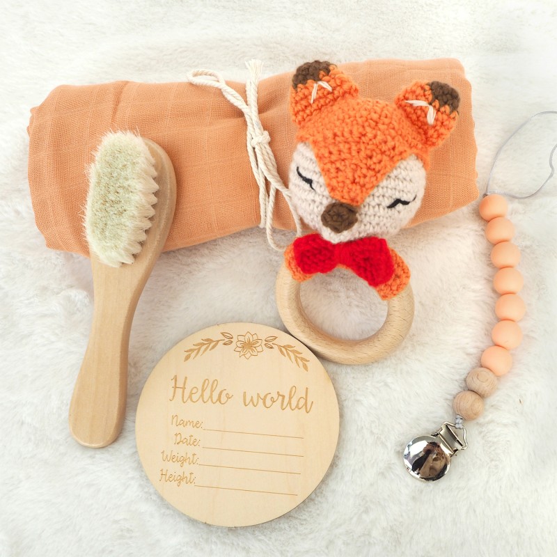 Plush Toy Set Manufacturer - Cartoon Bear with Bib Wooden Cards