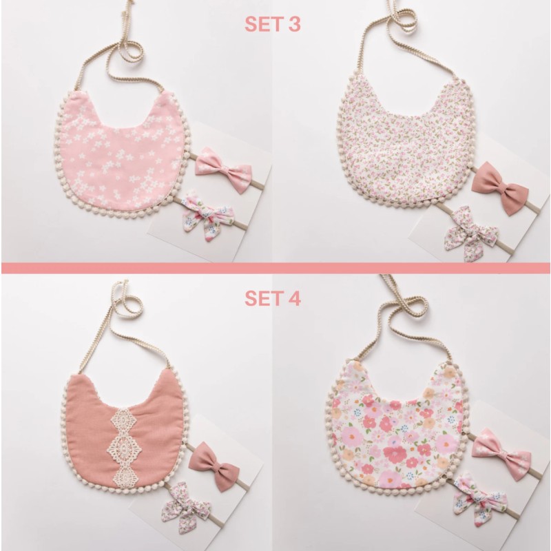 Baby Gift Set Supplier - Vintage Flower Bib Headband Set
